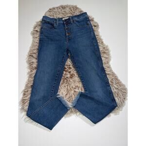 Madewell women’s 10’ high rise butterfly skinny jeans raw hem skinny blue jeans